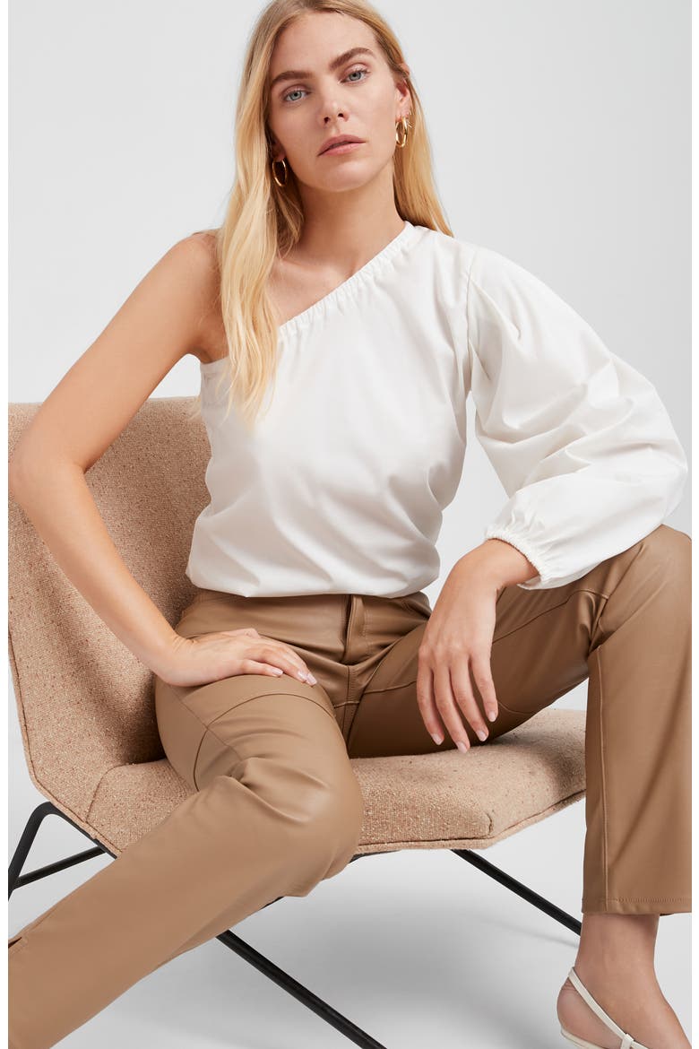 Garfield One-Shoulder Cotton Poplin Top, Alternate, color, OFF WHITE