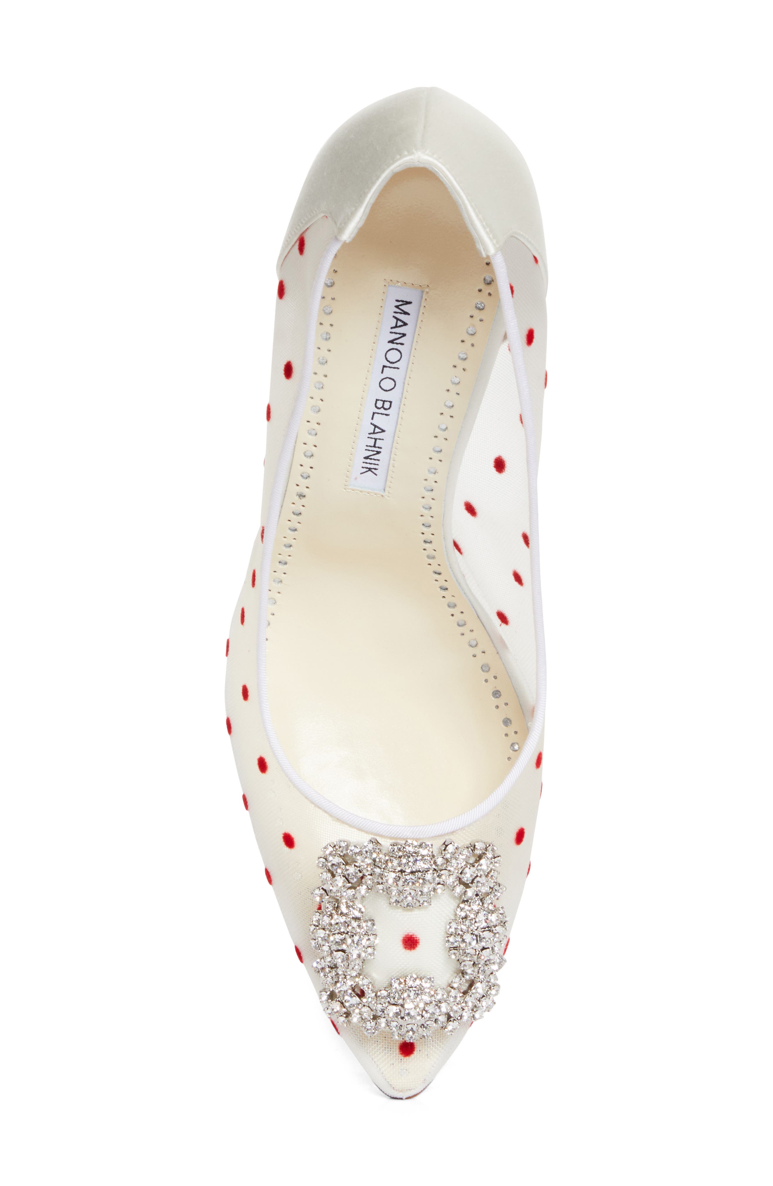 Manolo Blahnik Hangisi Pump, Alternate, color, Red/ Light Cream