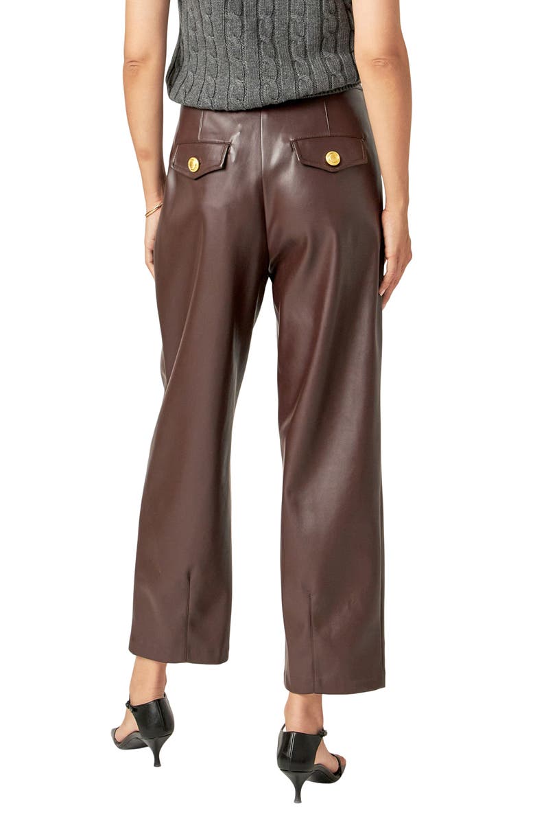 English Factory Button Fly Faux Leather Ankle Pants, Alternate, color, 