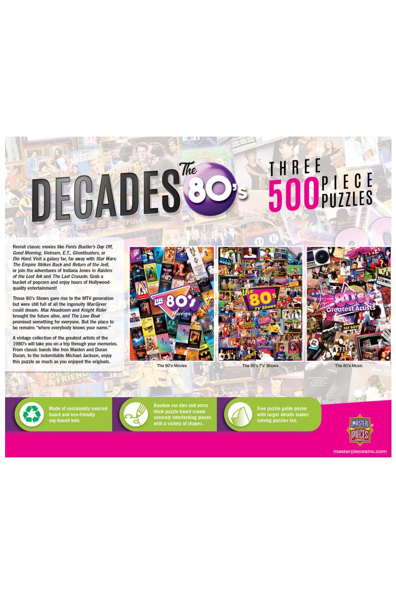 The 80's 500 Piece Puzzles 3-Pack, Alternate, color, Multicolor