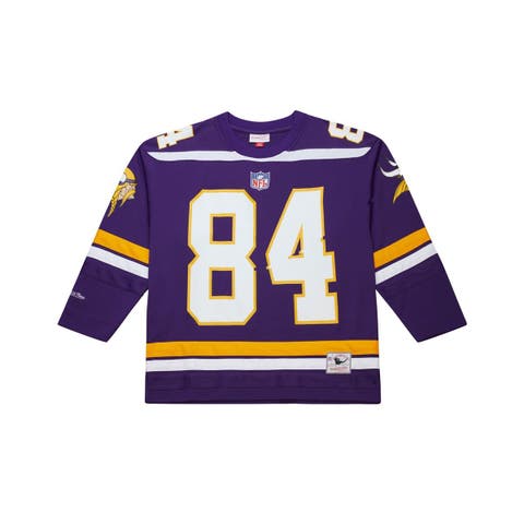 Men's Mitchell & Ness Randy Moss Purple Minnesota Vikings Maxxed Out Fashion Hockey Jersey