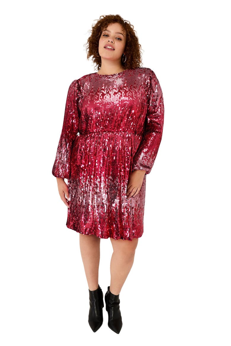 Sequin Mockneck Dress, Main, color, CHERRY