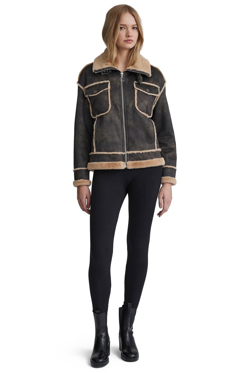 NVLT Faux Fur Trim Faux Suede Biker Jacket, Alternate, color, Chocolate