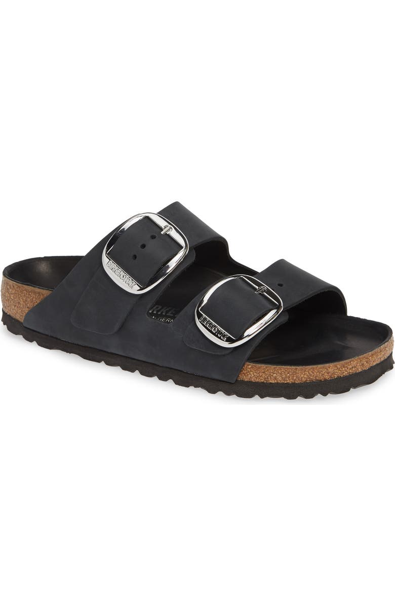 Birkenstock Arizona Big Buckle Slide Sandal, Main, color, Black Oiled Leather
