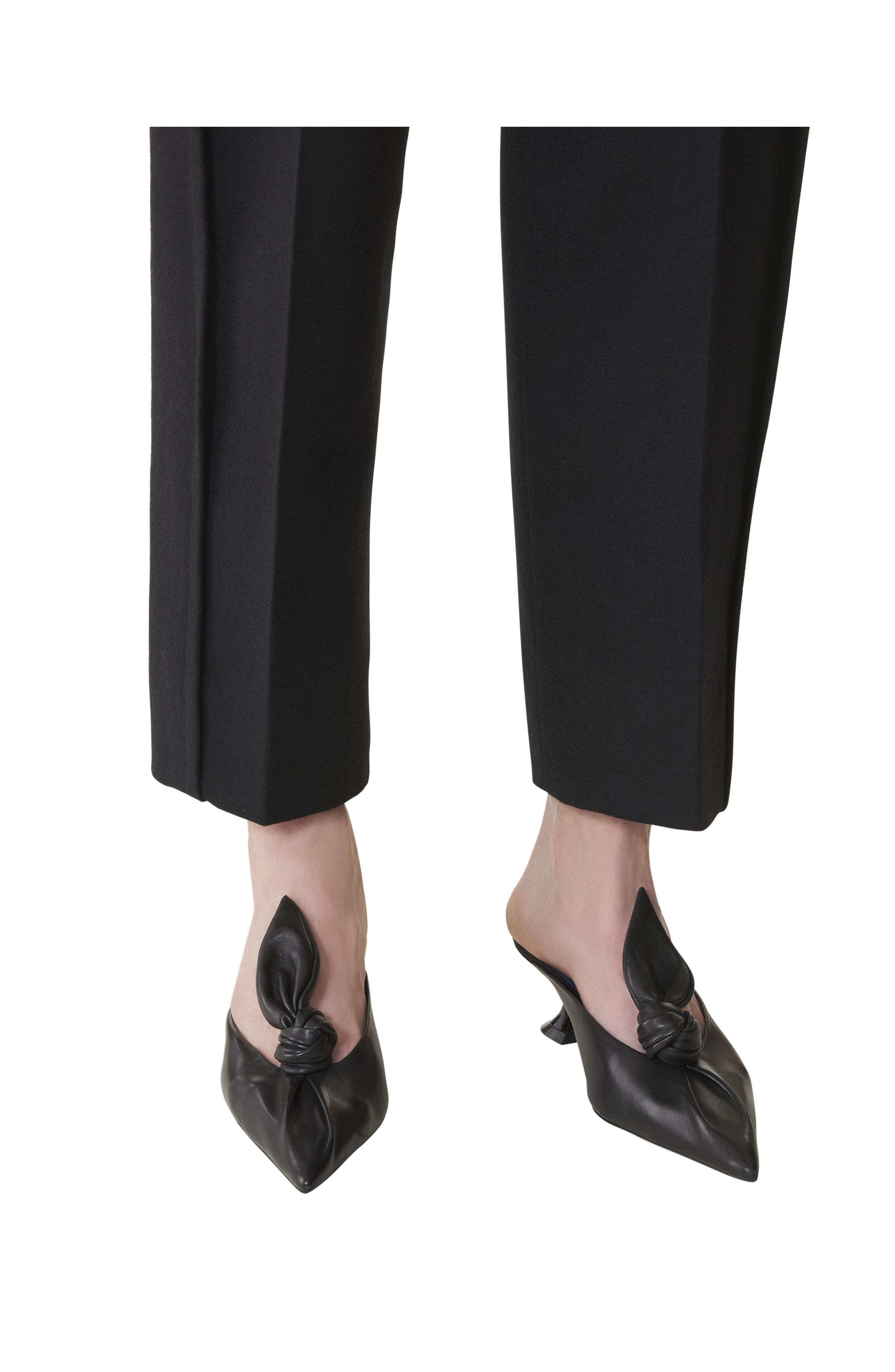 Midnight Step Bow Leather Mule With Heel, Alternate, color, Black
