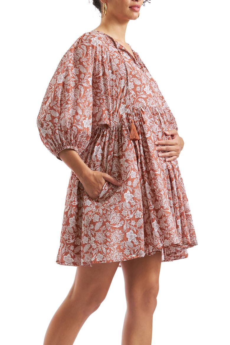 Cali Nursing Dress, Main, color, AMBER WHITE