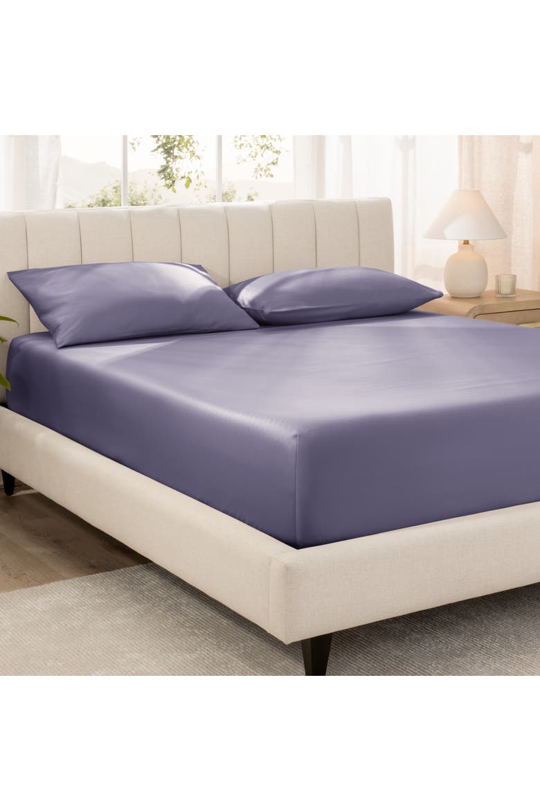 400 Thread Count Organic Cotton Sateen Fitted Sheet - Full XL, Alternate, color, Dusty Purple
