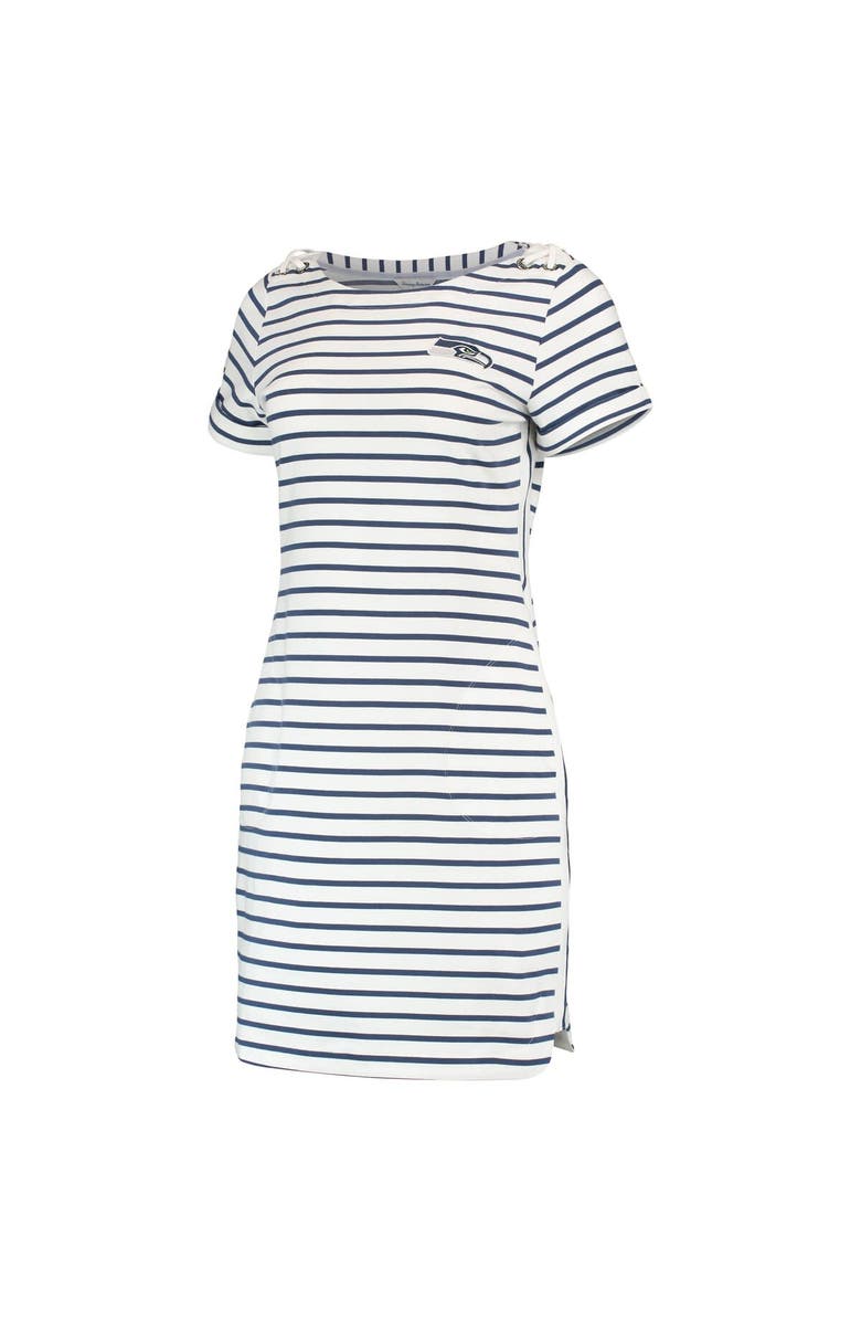 Tommy Bahama Women's Tommy Bahama White/College Navy Seattle Seahawks Tri-Blend Jovanna Striped Dress, Alternate, color, White