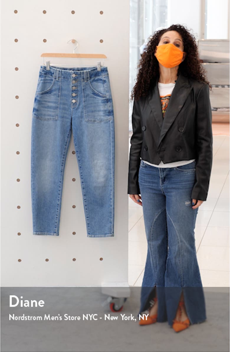 Arya Exposed Button Crop Straight Leg Jeans, sales video thumbnail