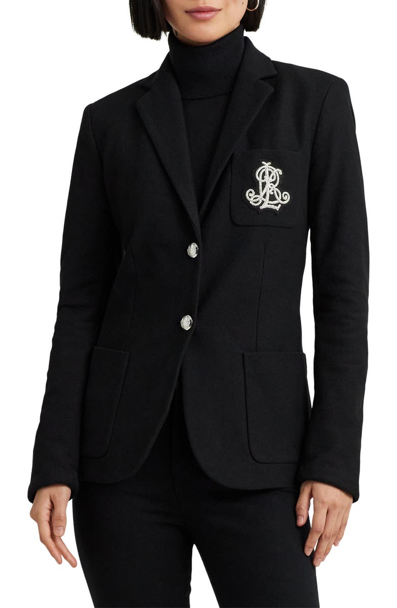 Lauren Ralph Lauren Bullion Jacquard Blazer, Main, color, Polo Black