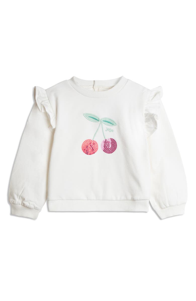 JOJO MAMAN BEBE Kids' Cherry Embroidered Cotton Sweatshirt & Skirt Set, Alternate, color, Navy