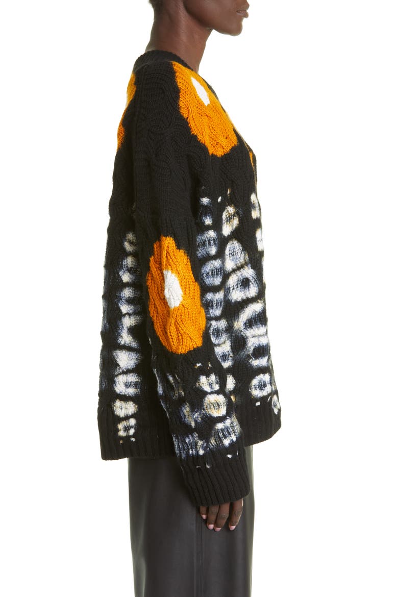 Lagune Cashmere Cable Knit Sweater, Alternate, color, BLACK/ MARMALADE SHIBORI