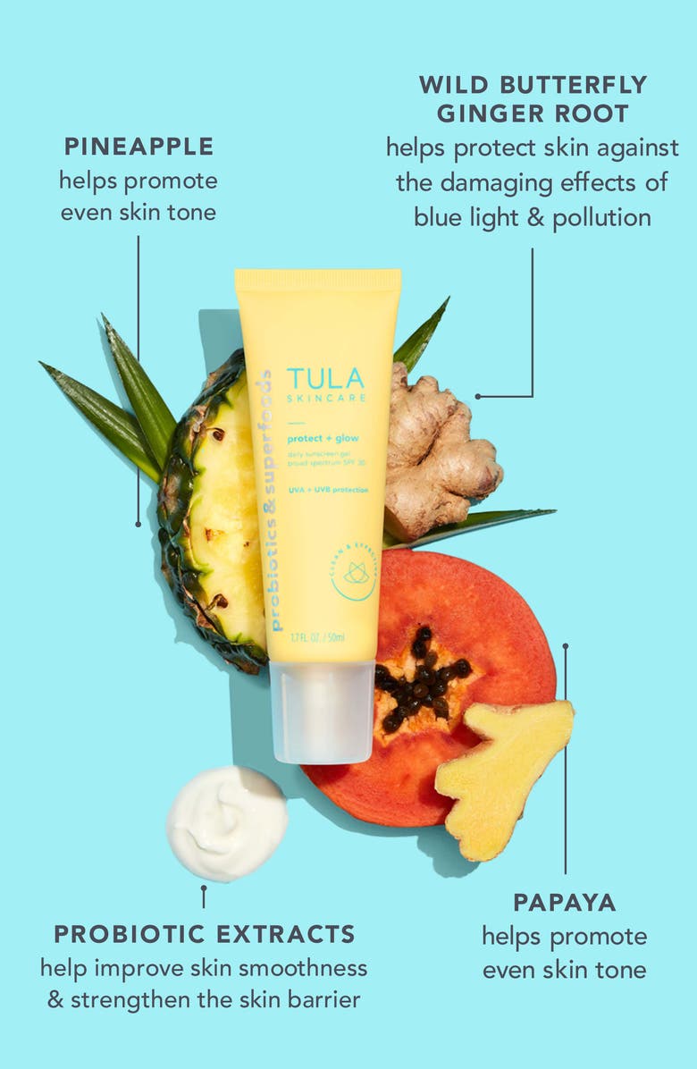 TULA Skincare Protect + Glow Daily Sunscreen Gel Broad Spectrum SPF 30, Alternate, color,