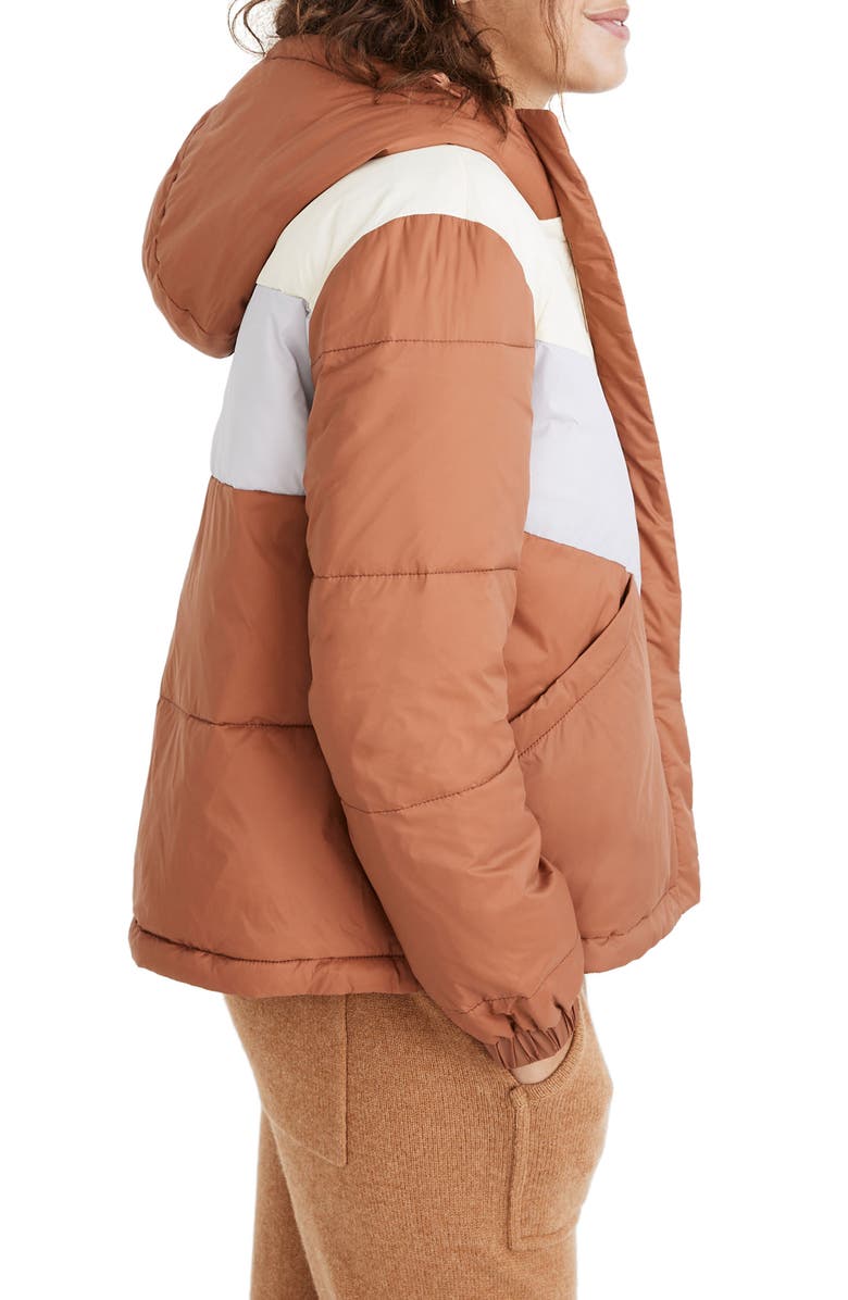 Madewell Chevron Colorblock Packable Puffer Jacket, Alternate, color, 