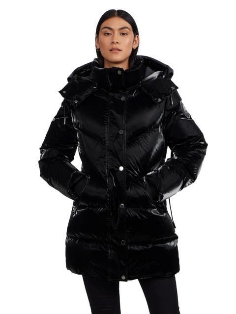 Women's Estelle Mixed Chevron Quilted Puffer with Detachable Hood