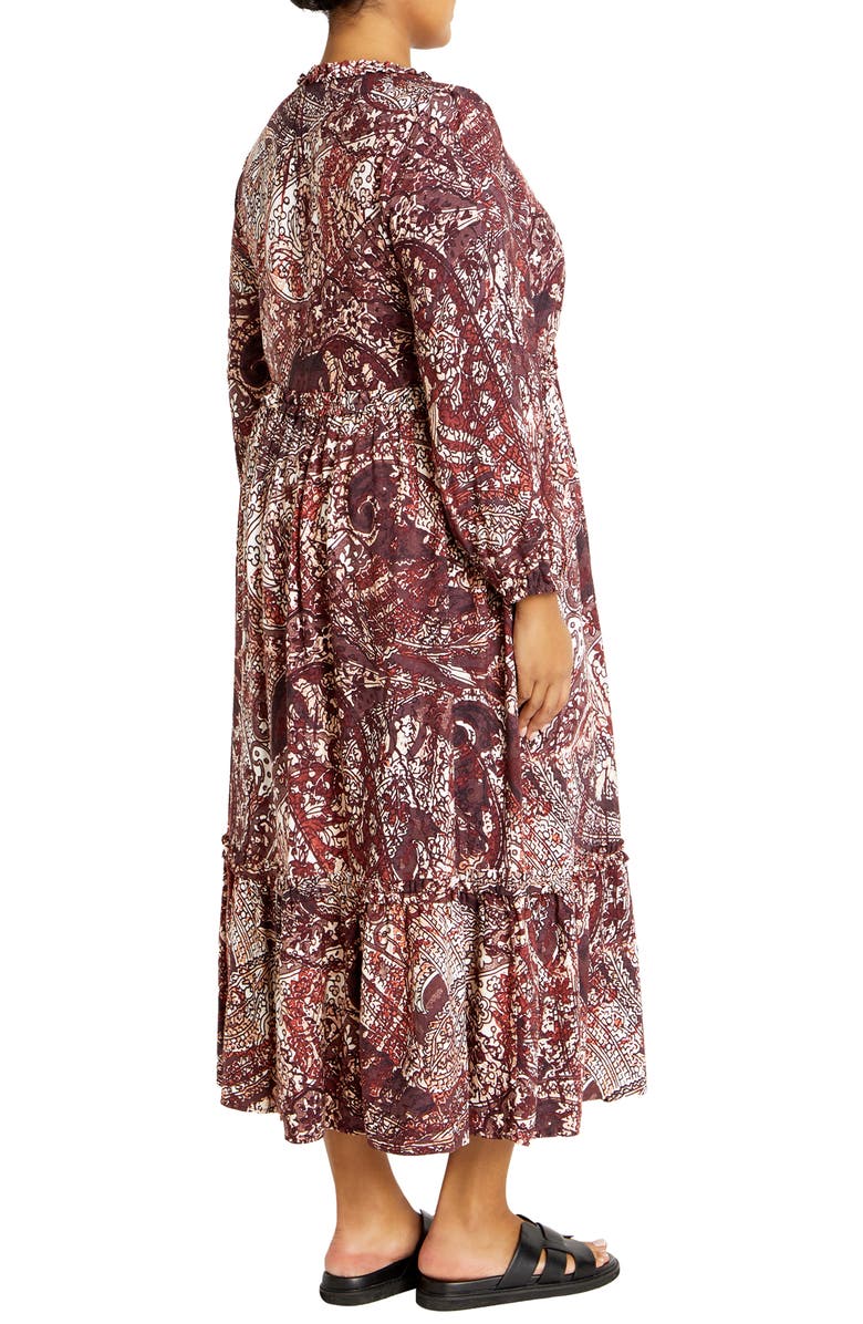 City Chic Gaia Long Sleeve Tiered Maxi Dress, Alternate, color, 