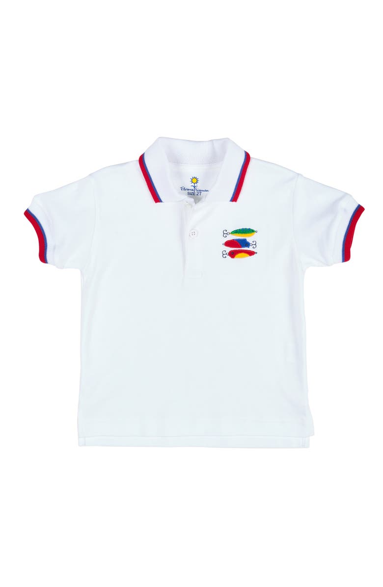 Florence Eiseman Knit Polo With Fishing Lures, Main, color, White
