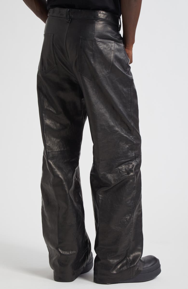 Rick Owens Geth Lambskin Leather Pants, Alternate, color, Black
