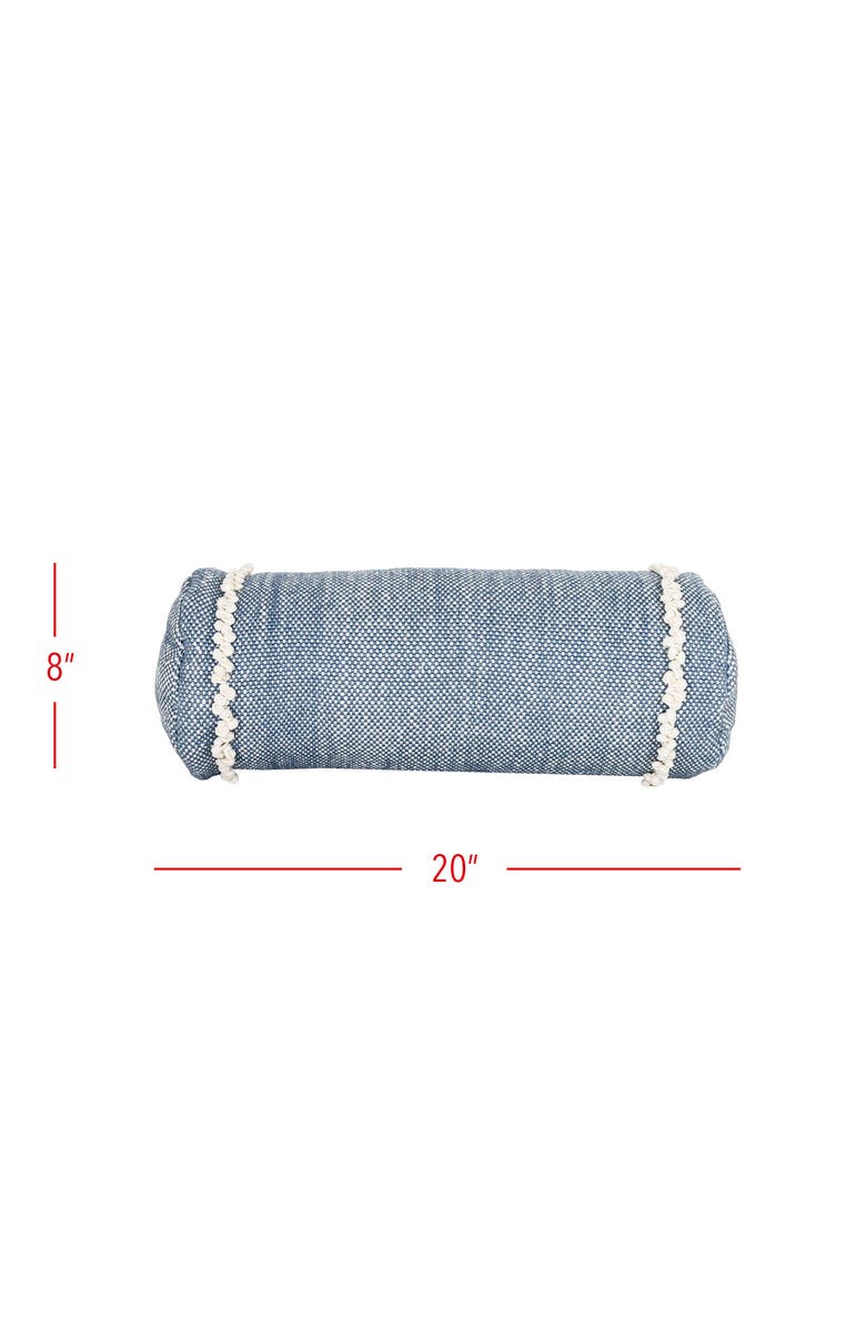 Foreside Home and Garden Waki Blue Bolster Filled Decorative Indoor/Outdoor Accent Pillow, 14" x 25", Alternate, color, Blue
