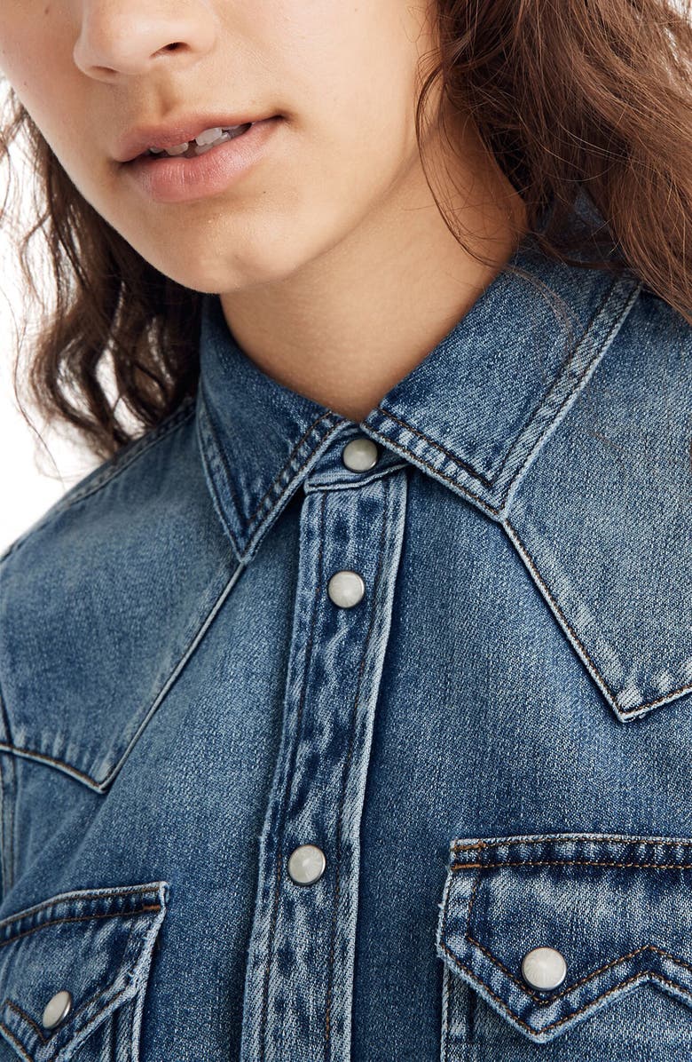 Madewell Basie Wash Denim Western Shirt, Alternate, color,