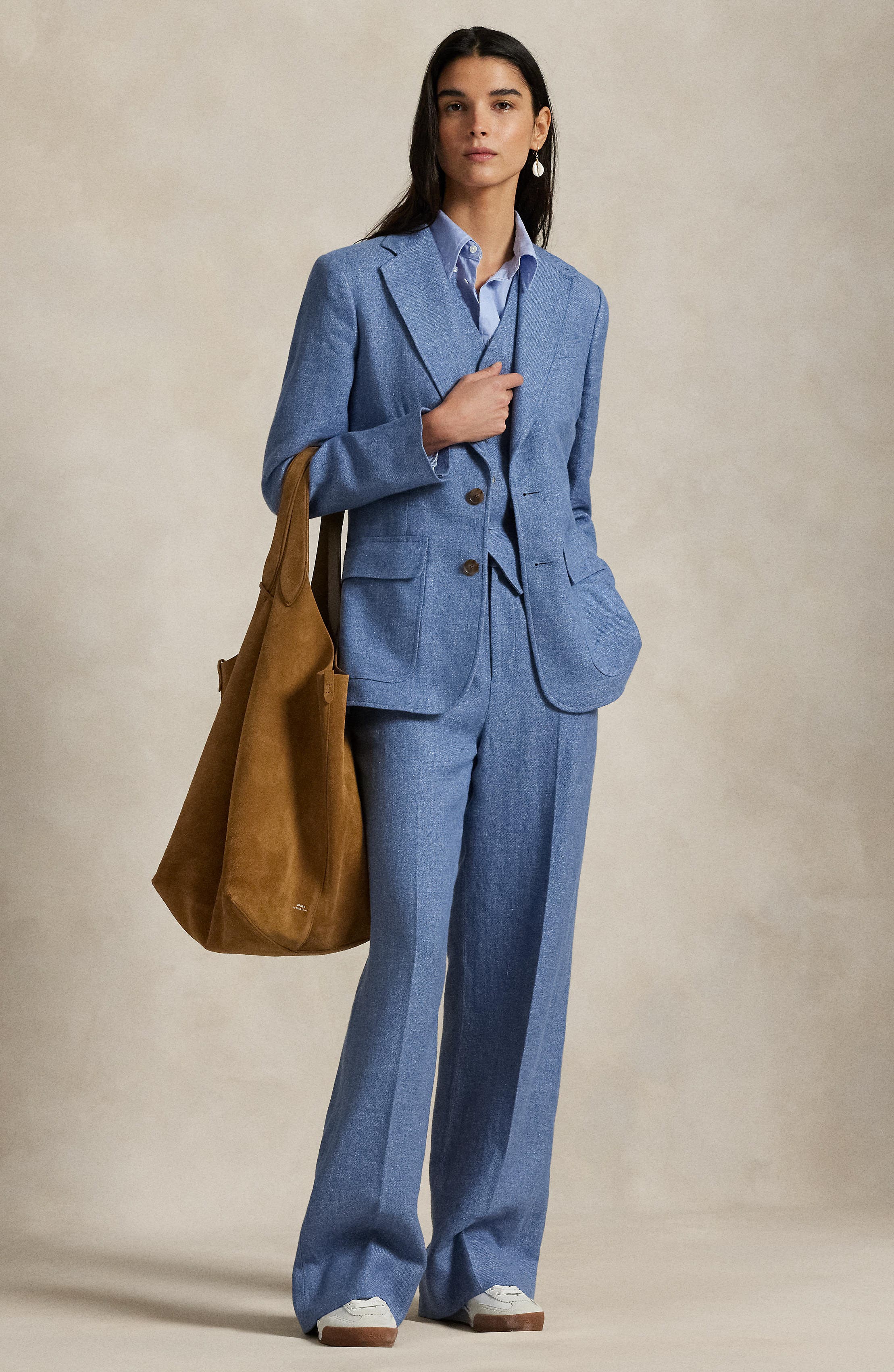 Polo Ralph Lauren Large Polo Play Suede Tote, Alternate, color, Caramel