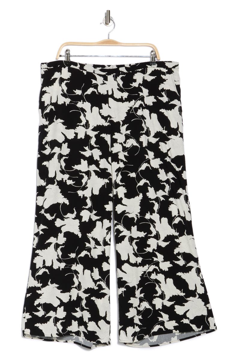 NORDSTROM RACK Pull-On Crop Palazzo Pants, Alternate, color, Black- Ivory Terrace Floral