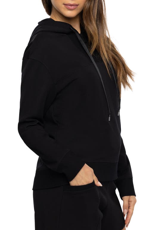 Travismathew Friday Ponte Half Zip Hoodie In Black