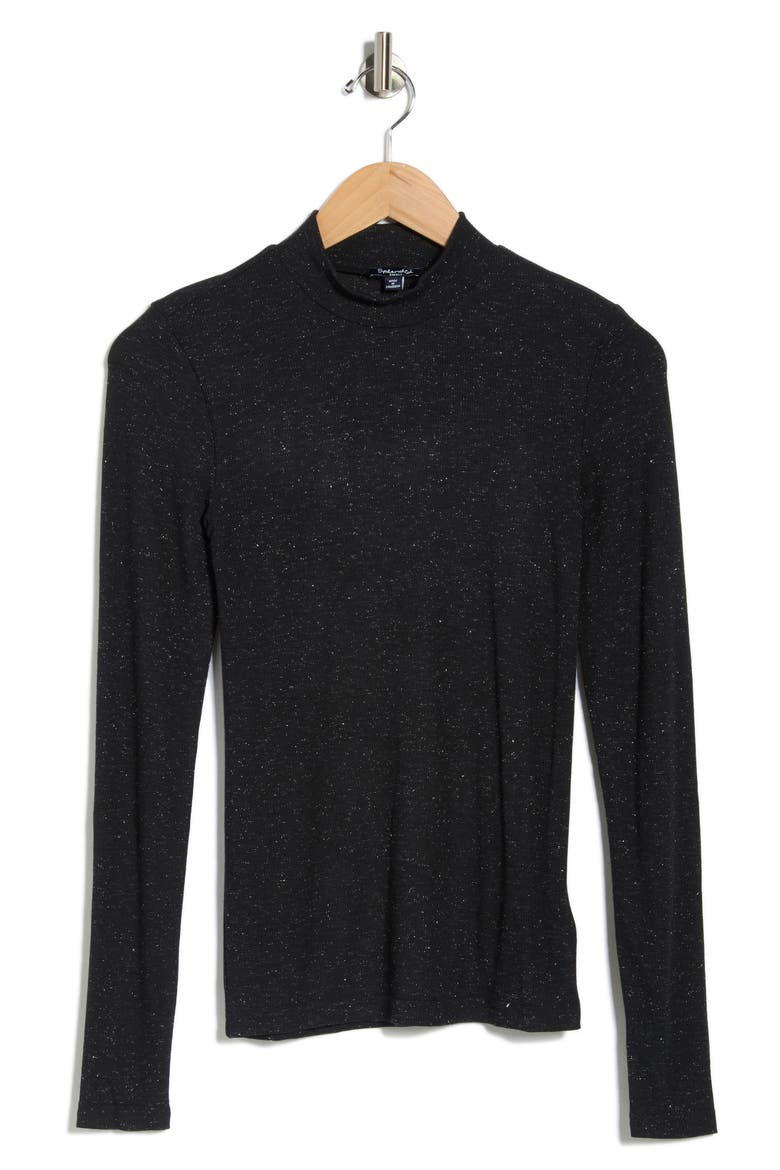 Shimmer Mock Neck Sweater, Alternate, color, BLACK