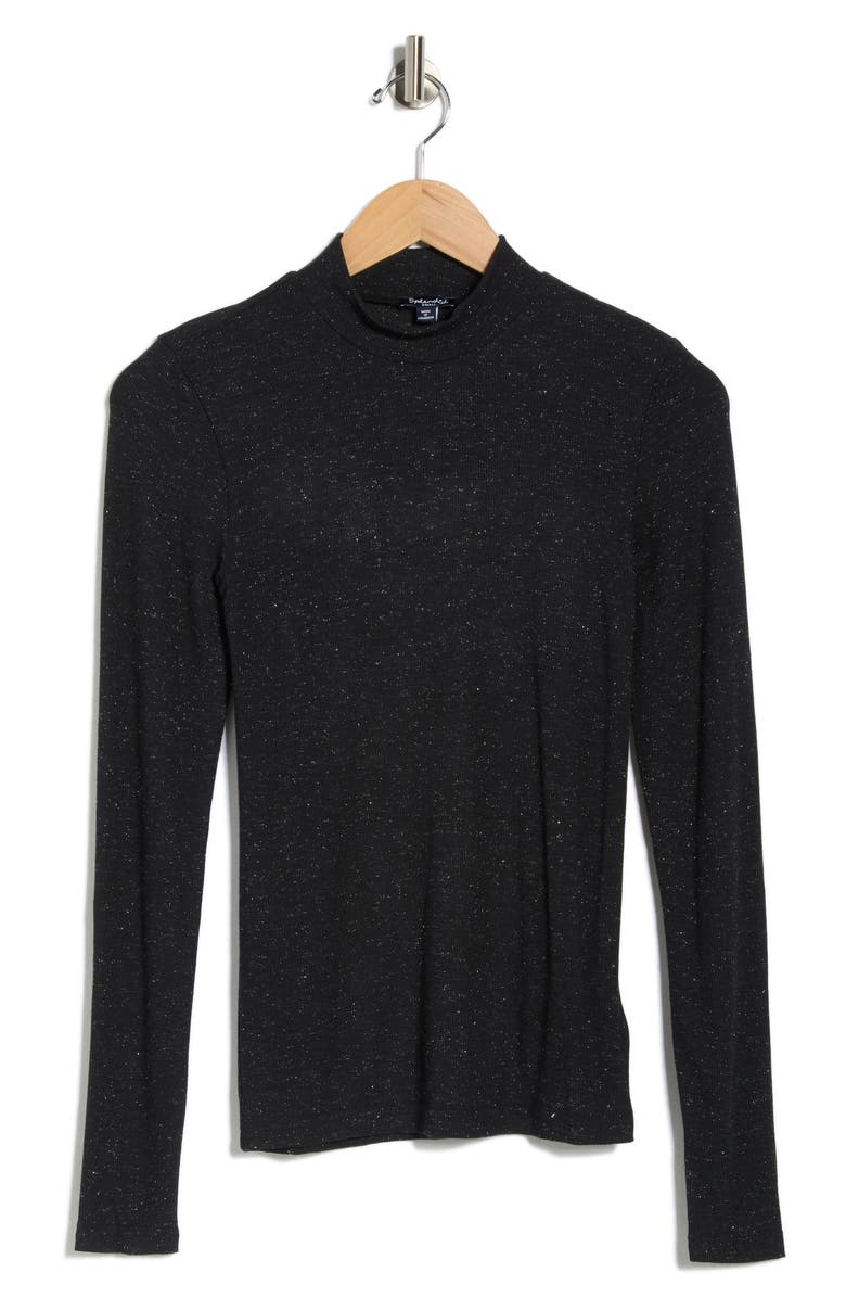 Splendid Shimmer Mock Neck Sweater, Alternate, color, Black