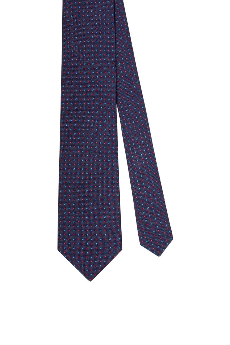 Robert Micro Neat Necktie, Main, color, Navy
