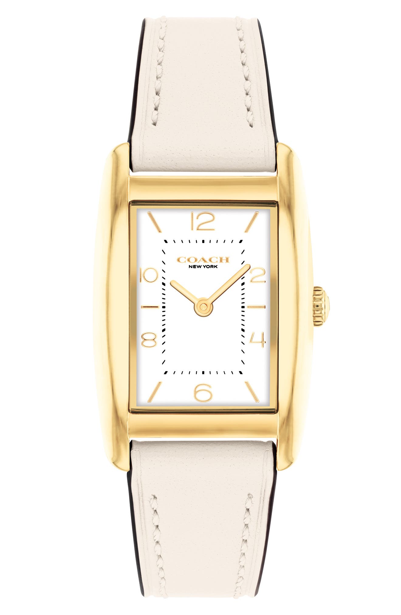 Reese Rectangular Leather Strap Watch, 24mm
