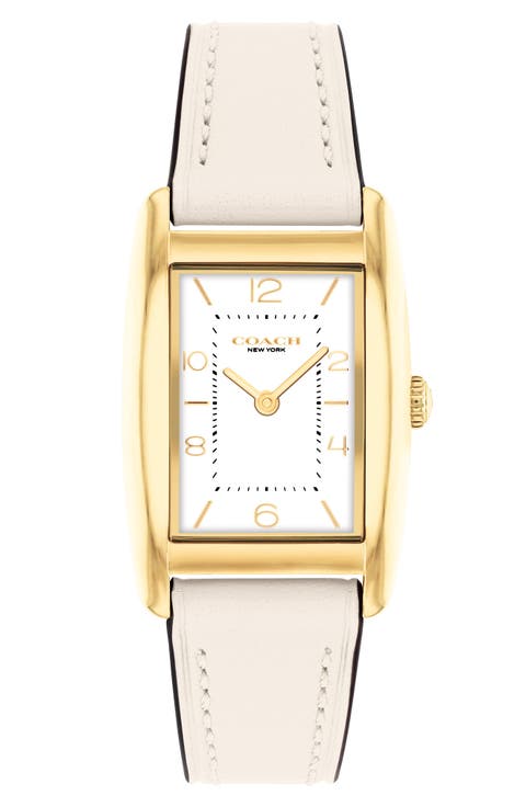 Reese Rectangular Leather Strap Watch, 24mm