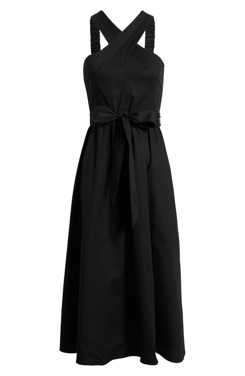 Anne Klein Crisscross Halter Midi Dress, Alternate, color, Anne Black