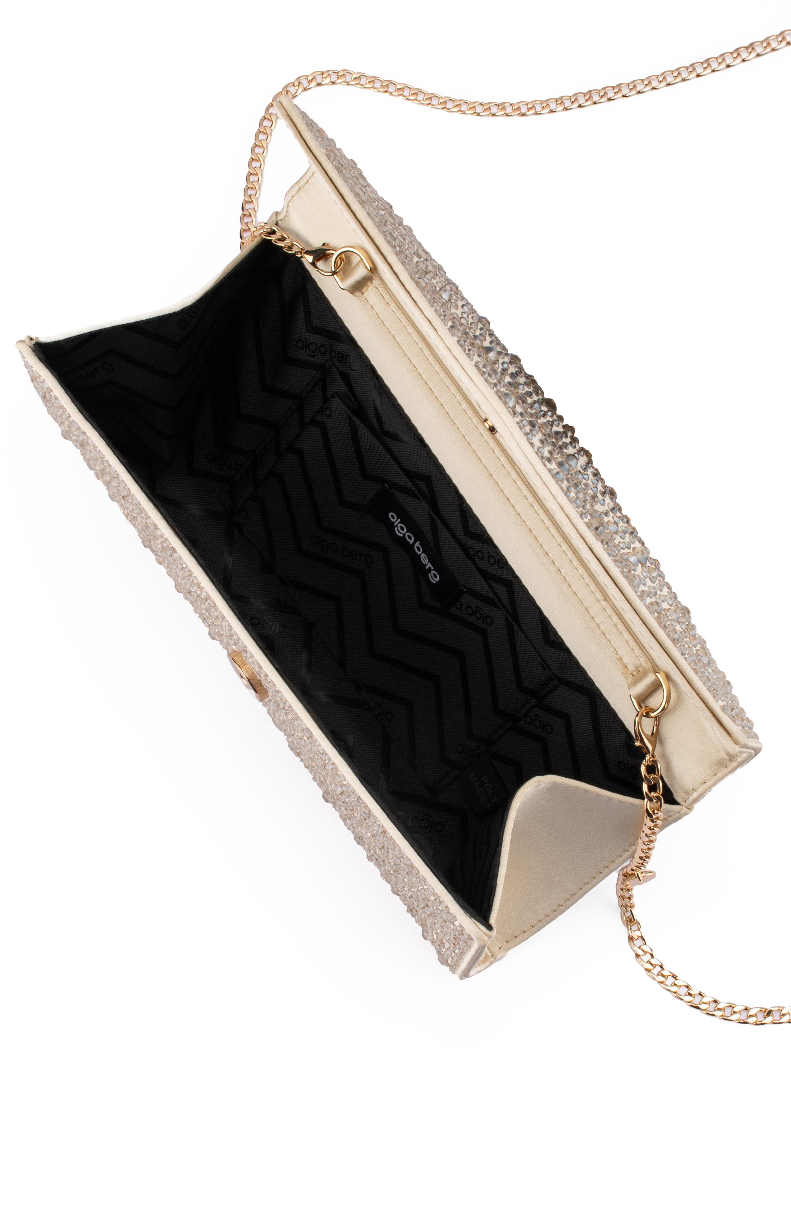 Olga Berg Emma Crystal Clutch, Alternate, color, Champagne