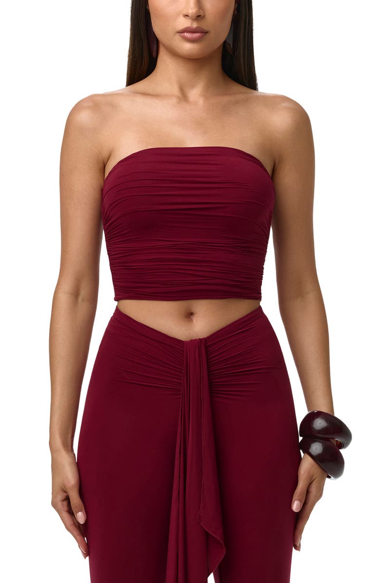 Naked Wardrobe Rippled Tube Top, Main, color, Sangria