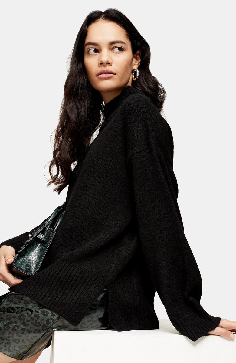 Topshop Mock Neck Sweater, Alternate, color, 