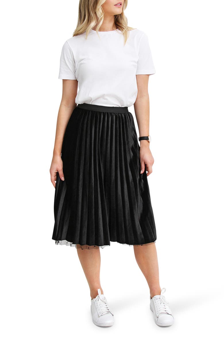Belle & Bloom Mixed Feeling Reversible Skirt, Main, color, Black