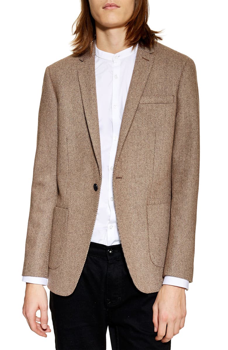 Topman Skinny Fit Wool Blend Blazer, Main, color,