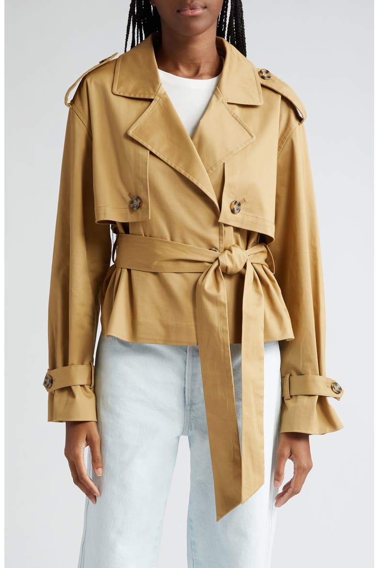 The Charles Crop Trench Coat, Main, color, SAND