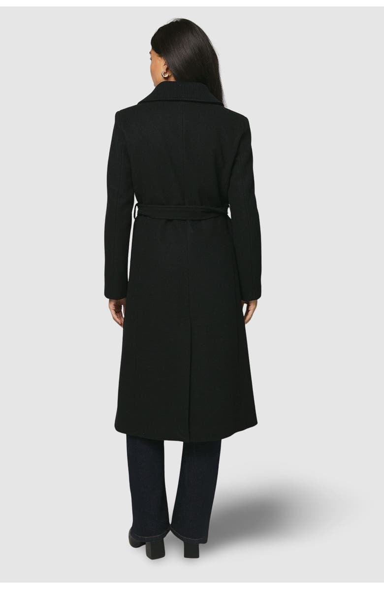 Wallis Knitted Collar Button Through Wrap Coat, Alternate, color, Black