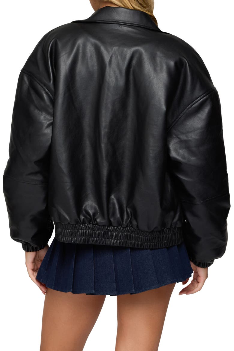 Halley Faux Leather Bomber Jacket, Alternate, color, BLACK