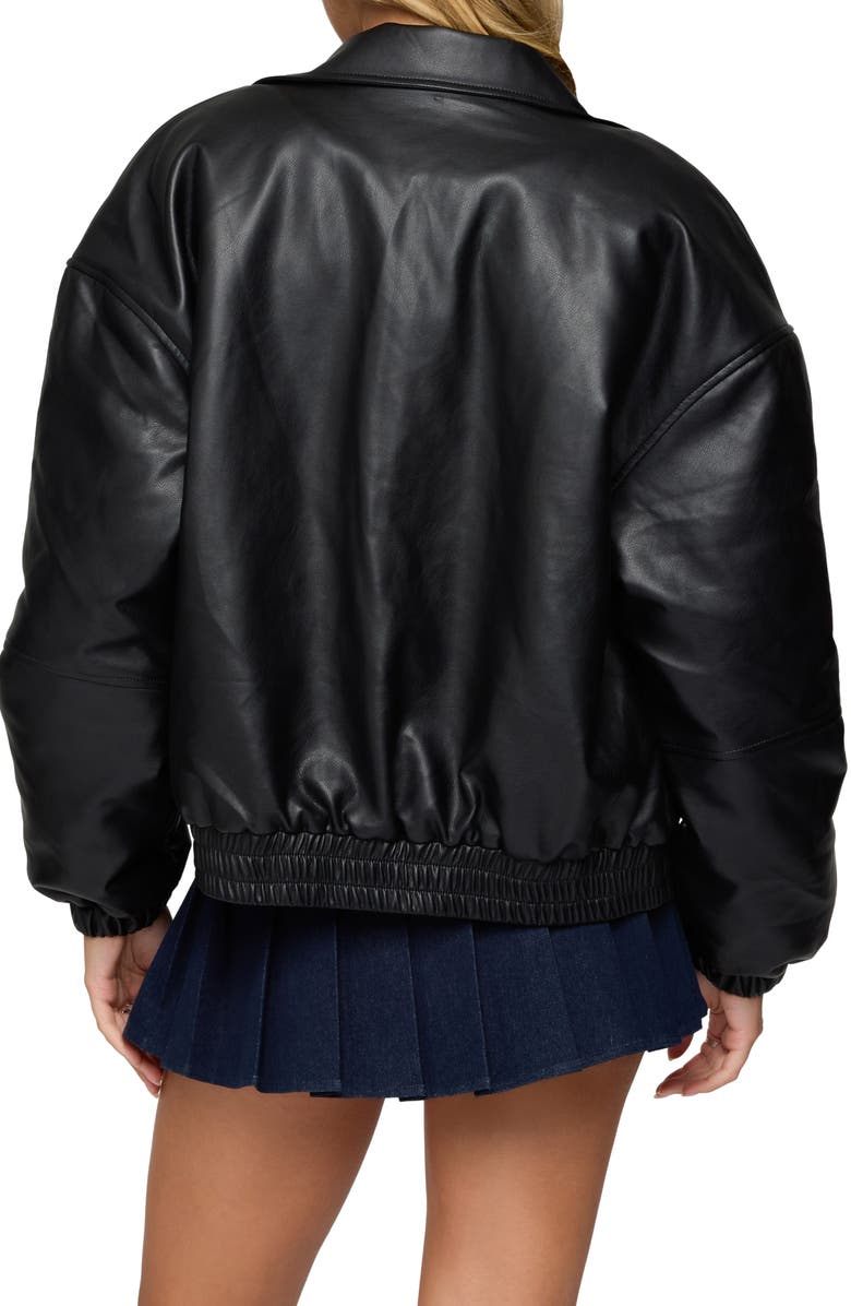EDIKTED Halley Faux Leather Bomber Jacket, Alternate, color, Black