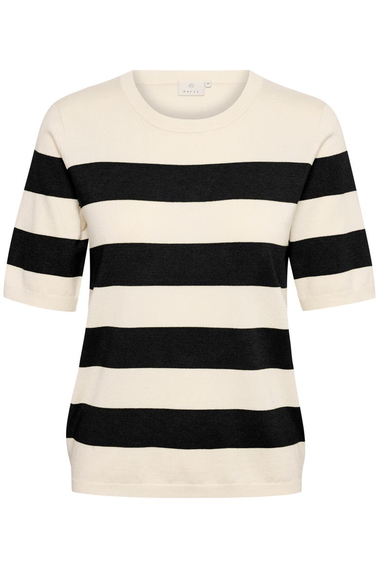KaLizza Short Sleeve Crew Neck Jumper, Alternate, color, Black/Turtledove Bold Stripe