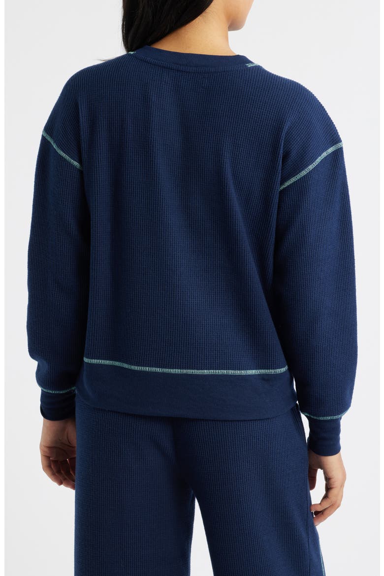 Contrast Stitch Waffle Knit Sweatshirt, Alternate, color, MIDNIGHT