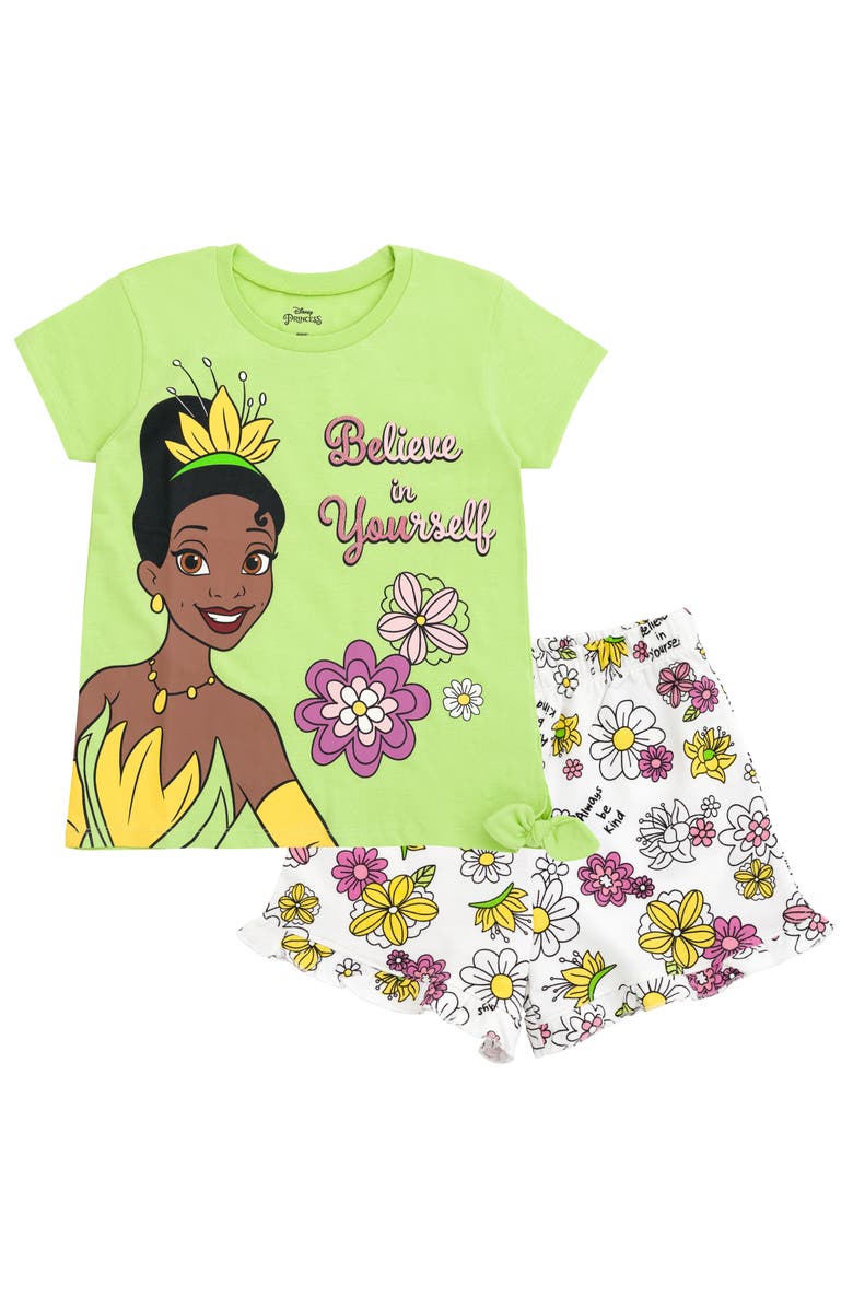 Disney Princess 2-Piece T-Shirt and Shorts Set, Main, color, Green