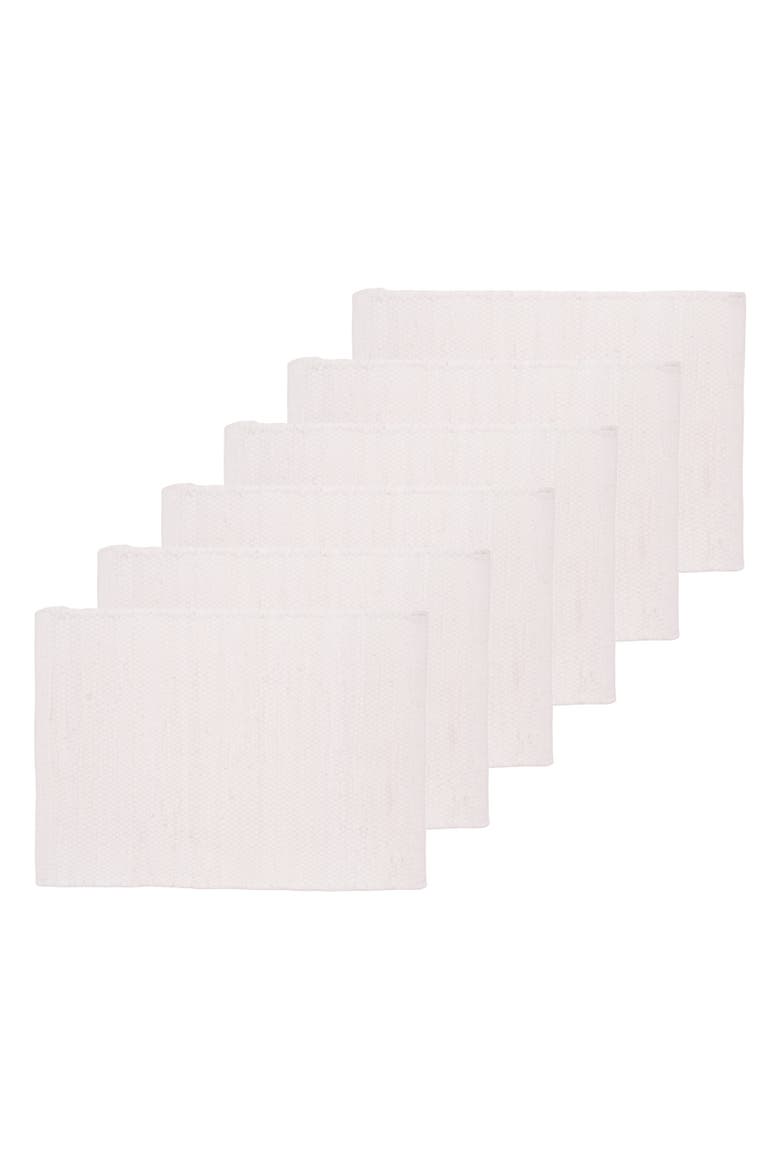 White Chindi Solid Color Machine Washable Placemats Set of 6, Main, color, White
