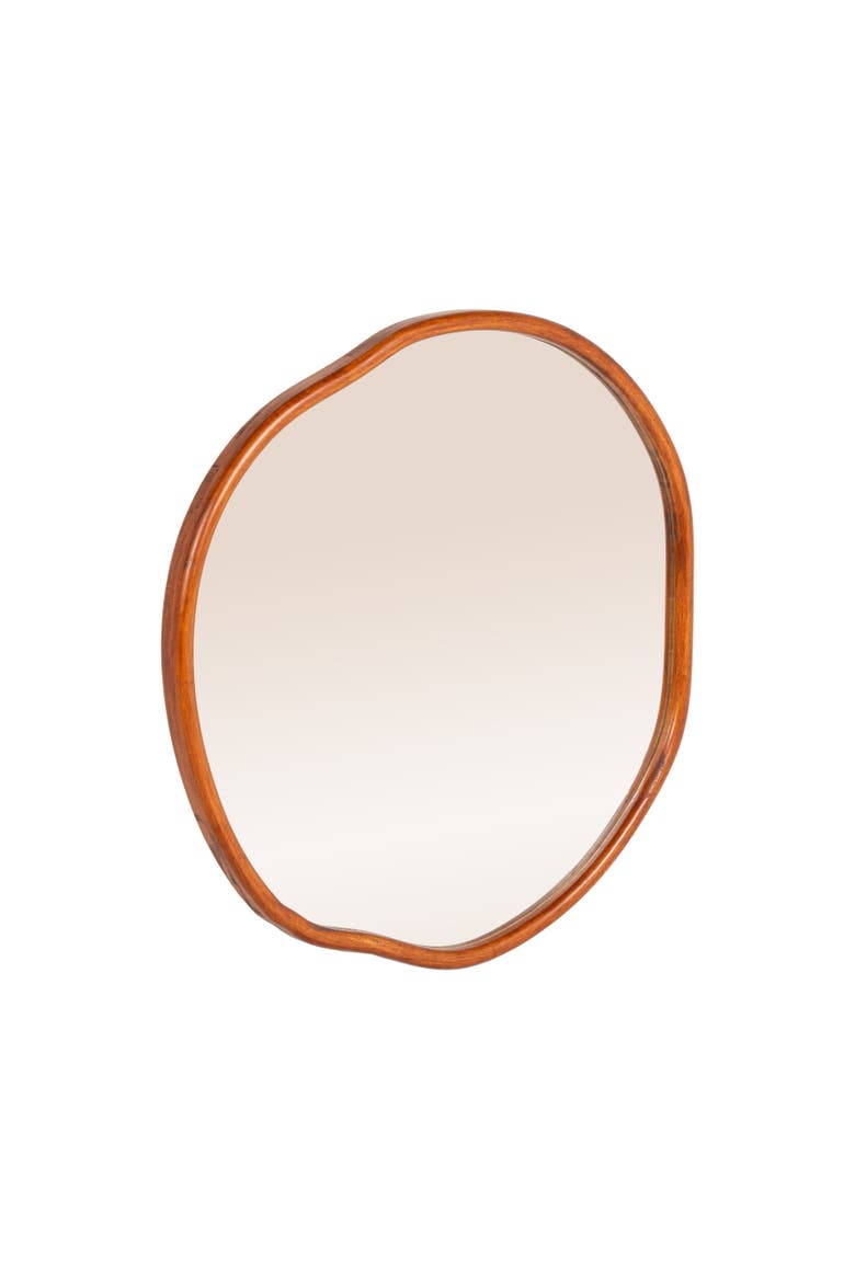 Organic Wall Mirror with Frame, Main, color, Brown