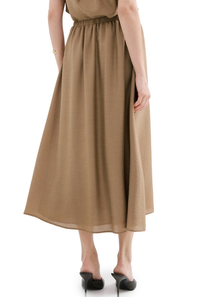 Gathered A-Line Midi Skirt, Alternate, color, BROWN