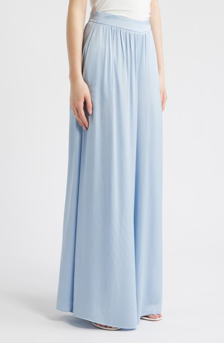MANGO High Waist Satin Wide Leg Pants, Alternate, color, Sky Blue