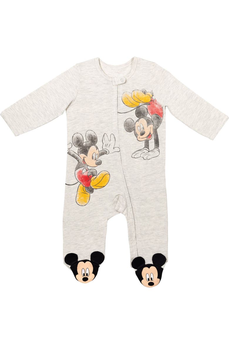 Mickey Mouse 2-Pack Footed One-Piece Sleep N' Play, Alternate, color, Oatmeal Grey Mickey